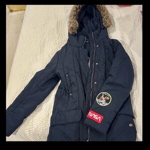 Navy dark Blue Opus Parka with NASA Patches Size 38 EU/ US size 8/10
